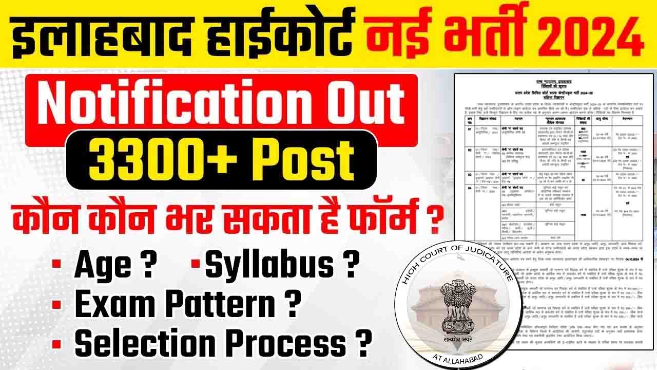 Allahabad High Court Group C and D Recruitment 2024- Notification Out for 3306 Posts, Apply Online